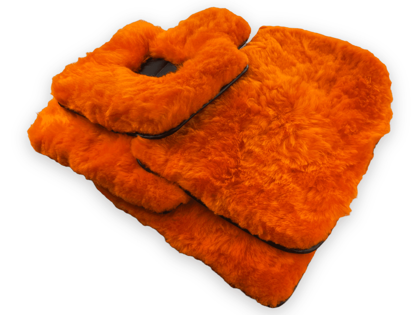 Orange Sheepskin Floor Mats For Rolls Royce Spectre (2023-2024) Er56 Design Brand - AutoWin