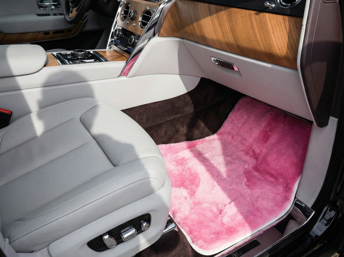 Pink Sheepskin Floor Mats For Rolls Royce Cullinan Rr31 2018-2025 Er56 Design Brand