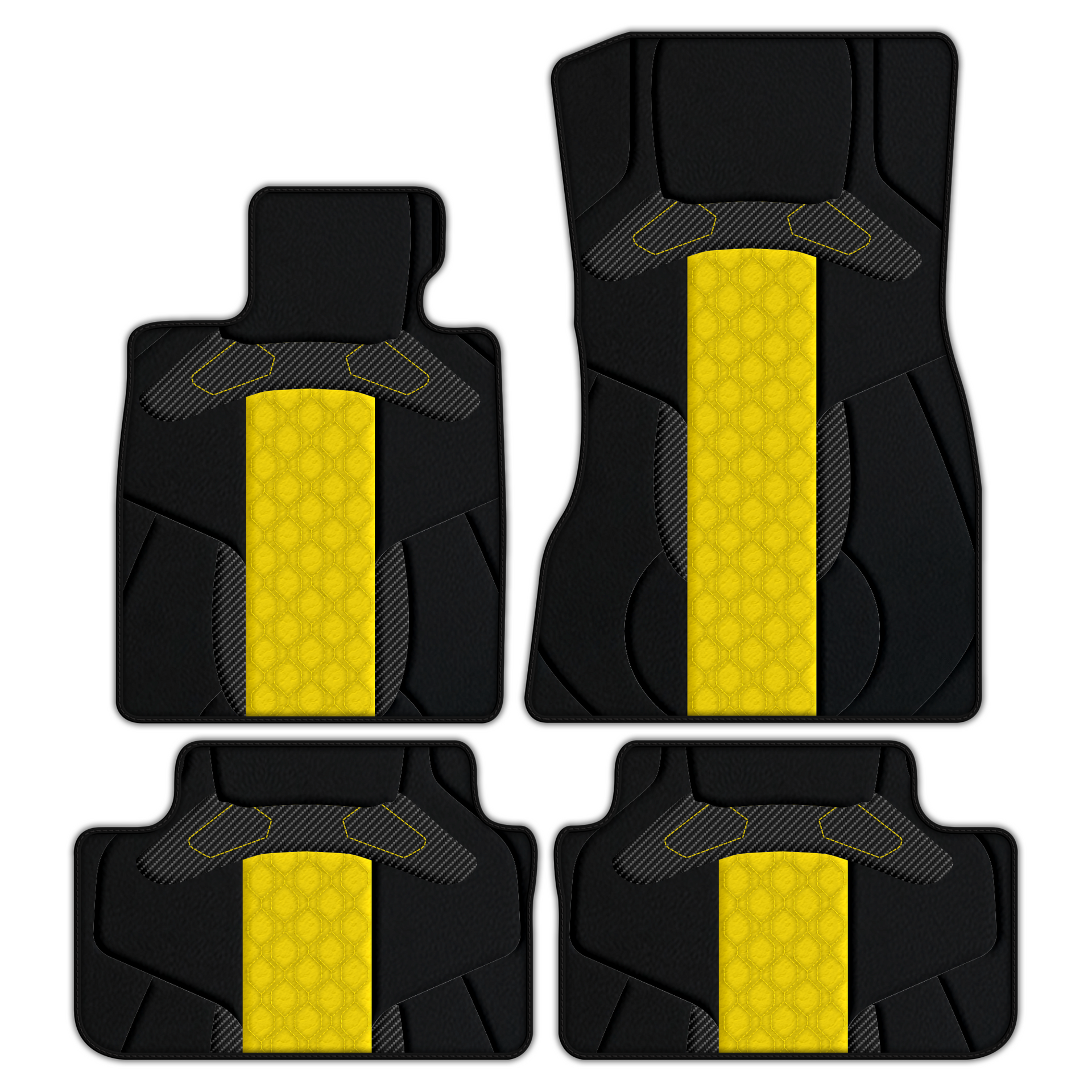 Premium Customizable Leather Floor Mats with AW45 Pattern installed in BMW M5 E60 (2005-2010) sedan