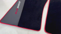 Black Floor Mats for Ferrari 296 GTS (2022-2025) with Leather and Red Trim