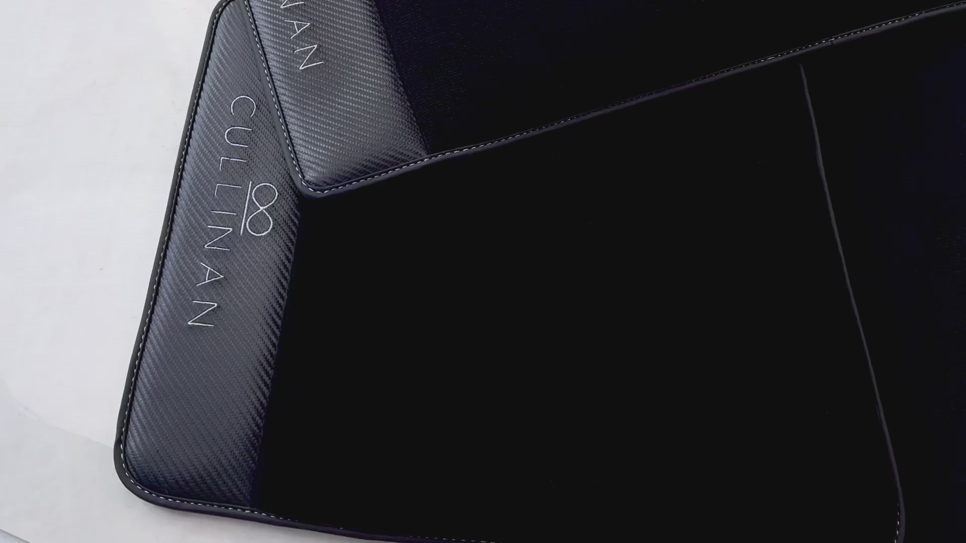 Black Floor Mats for Rolls Royce Cullinan with Carbon Fiber Leather - AutoWin