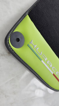 Black Floor Mats for Lamborghini Huracan 2014-2023 With Green Leather