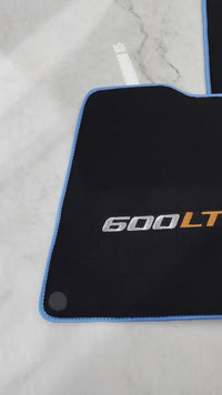 Black Floor Mats for McLaren 600 LT (2018-2020) With Blue Trim
