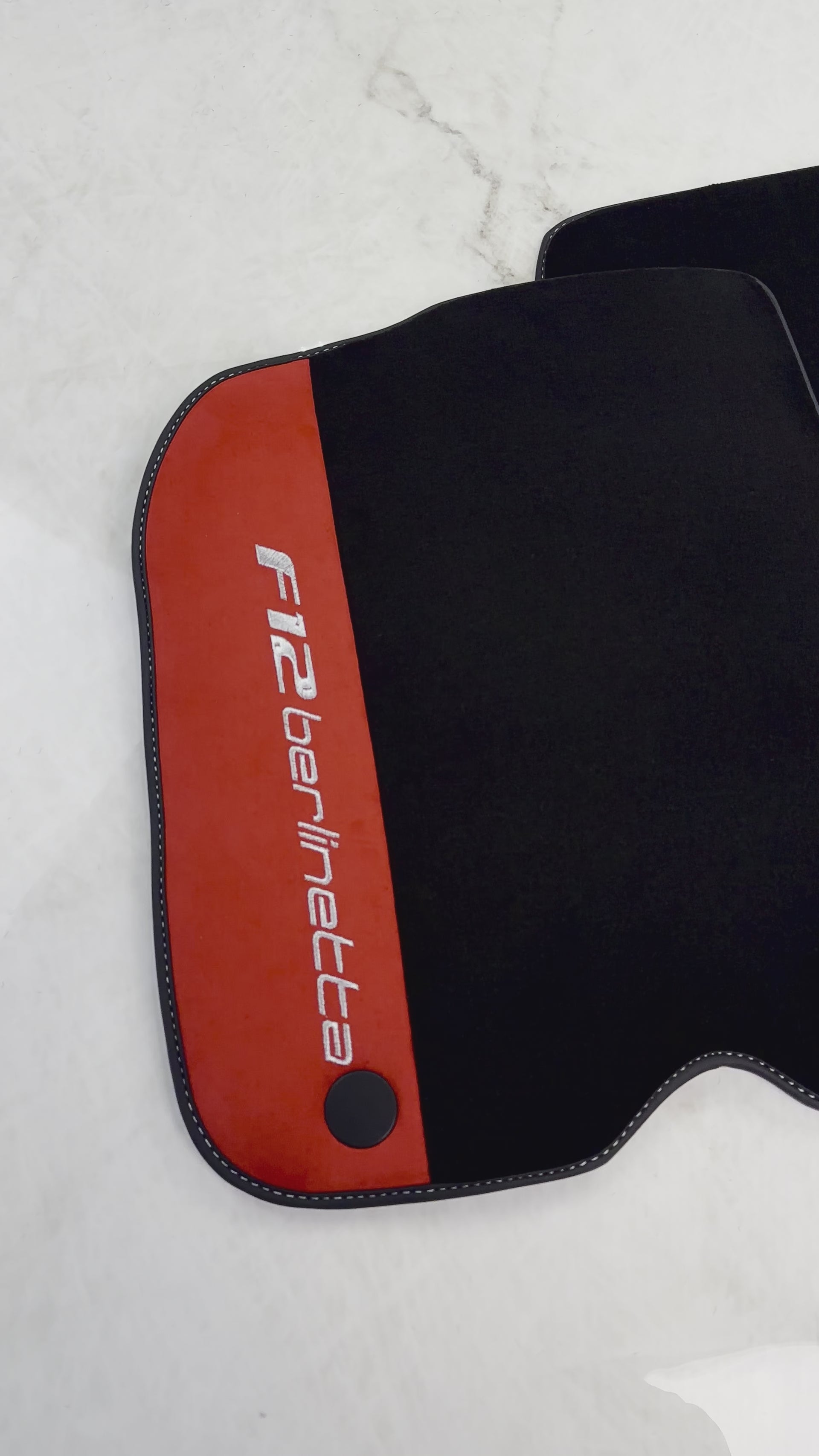 Black Floor Mats for Ferrari F12 Berlinetta (2012-2022) with Red Alcantara Leather - AutoWin