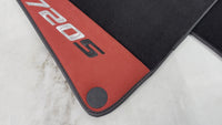Black Floor Mats For McLaren 720S Year 2017-2021 With Red Alcantara Leather