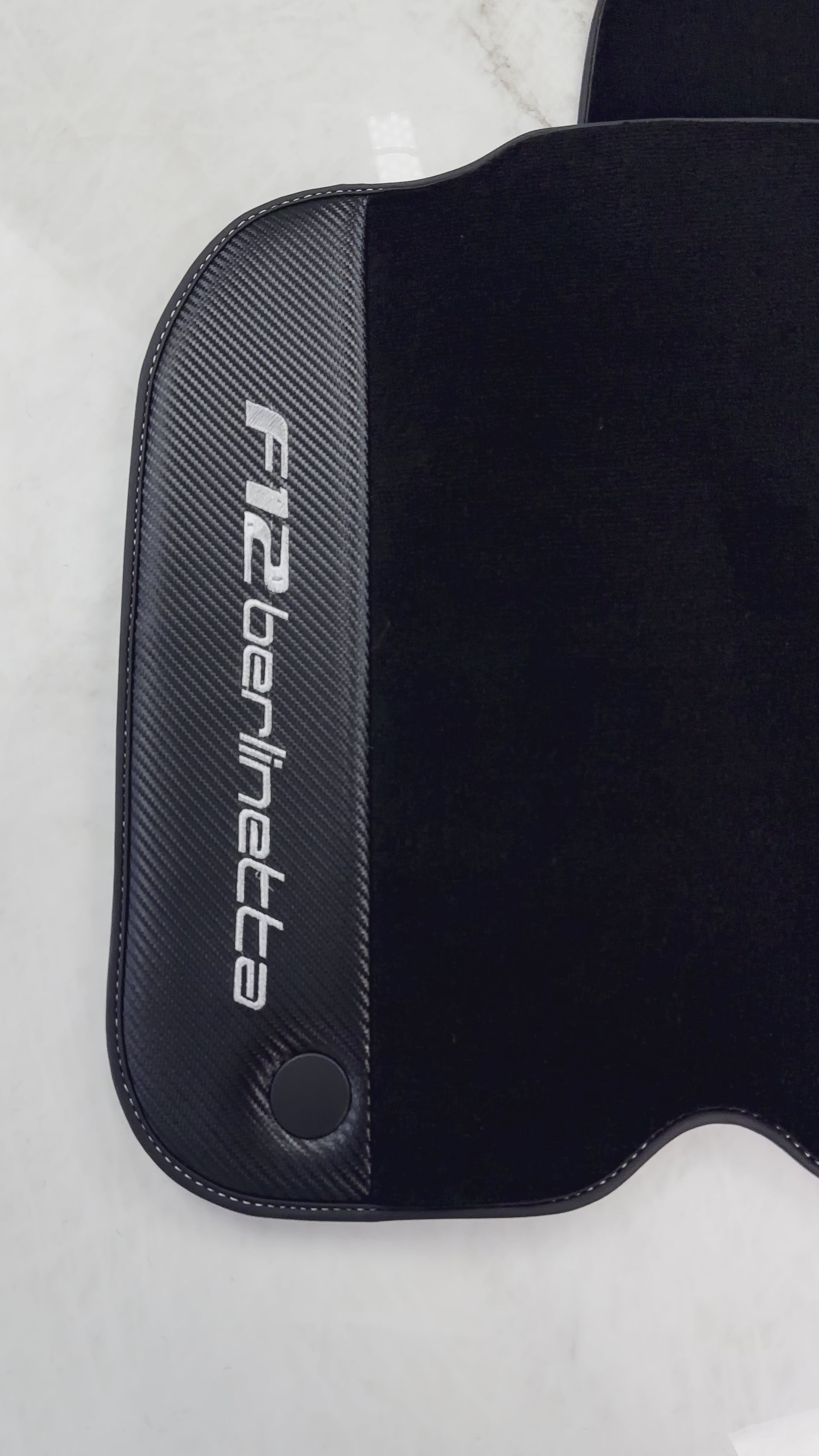 Black Floor Mats for Ferrari F12 Berlinetta (2012-2022) with Carbon Leather - AutoWin