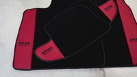 Schwarze Fußmatten für Bentley Continental GT (2011–2018) mit rotem Leder | ER56-Design