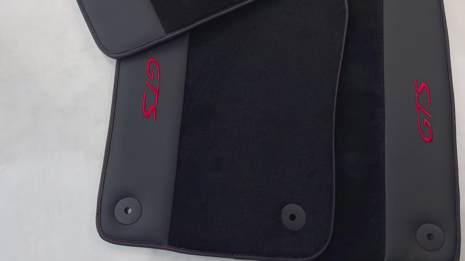 ポルシェ パナメーラ (2009-2016) 用ブラック フロアマット オレンジ アルカンターラ レザー ER56 デザイン - AutoWin