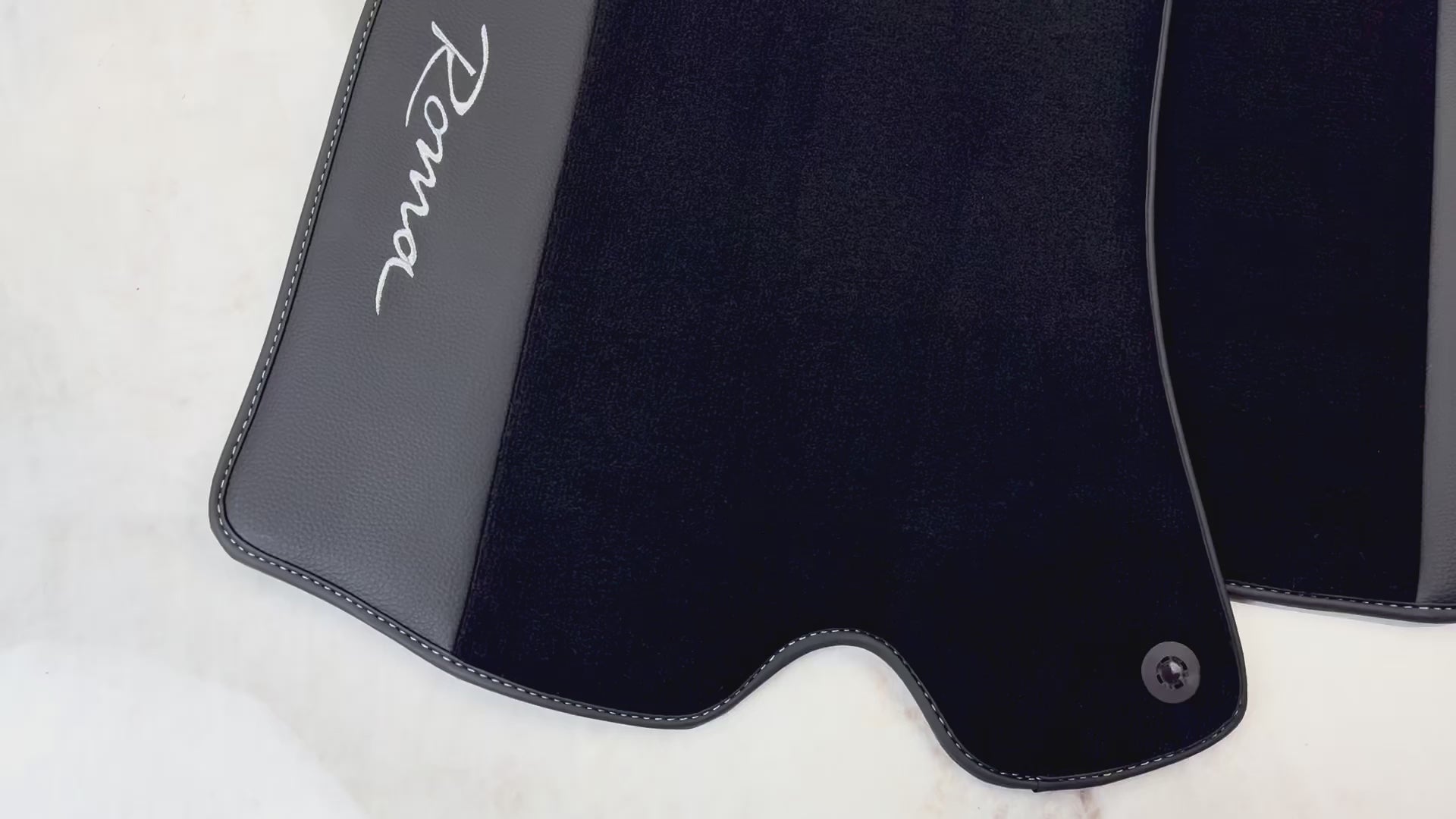 Black Floor Mats for Ferrari Roma (2021-2024) with Leather - AutoWin