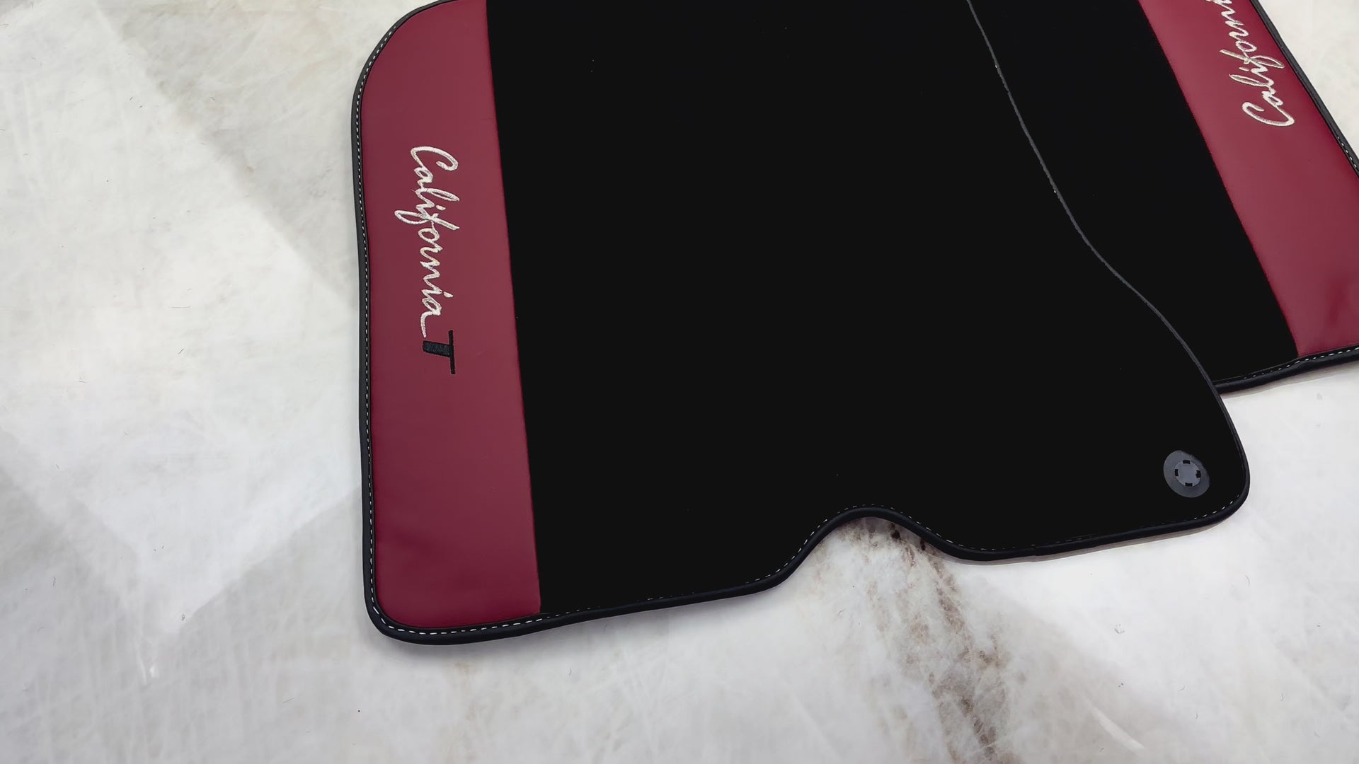 Black Floor Mats for Ferrari California T (2015–2018) Bordeaux Nappa Leather - AutoWin