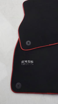 Black Floor Mats For Audi A6 - C8 Sedan (2018-2023) ER56 Design with Red Trim
