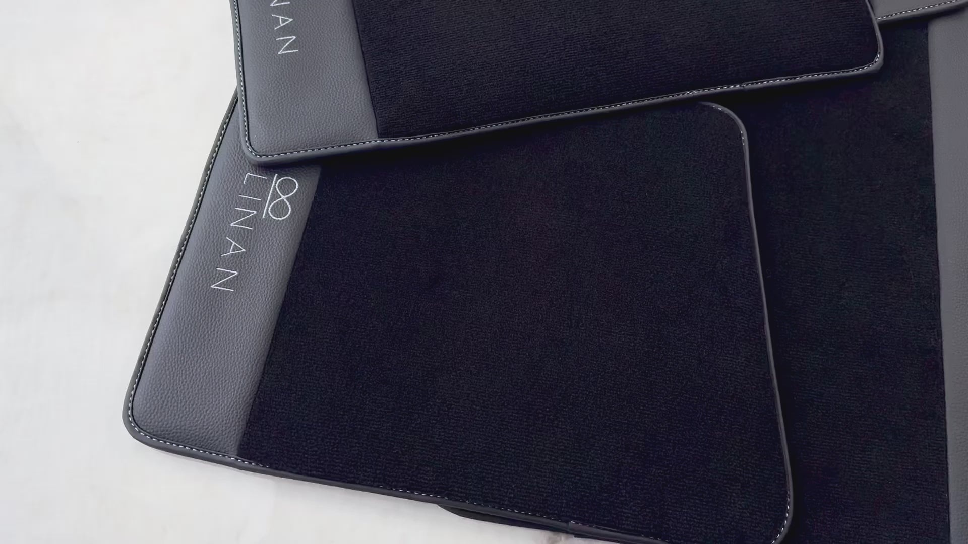 Schwarze Fußmatten für Rolls Royce Black Badge Cullinan Orange Alcantara Leder - AutoWin