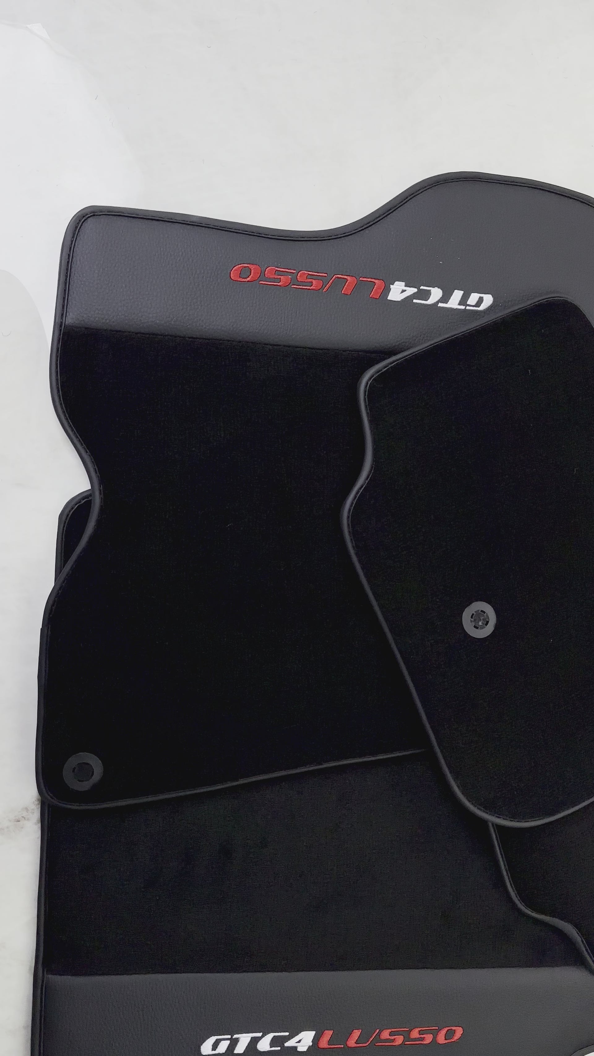 Black Floor Mats For Ferrari GTC4 Lusso (2016-2023) with Leather - AutoWin