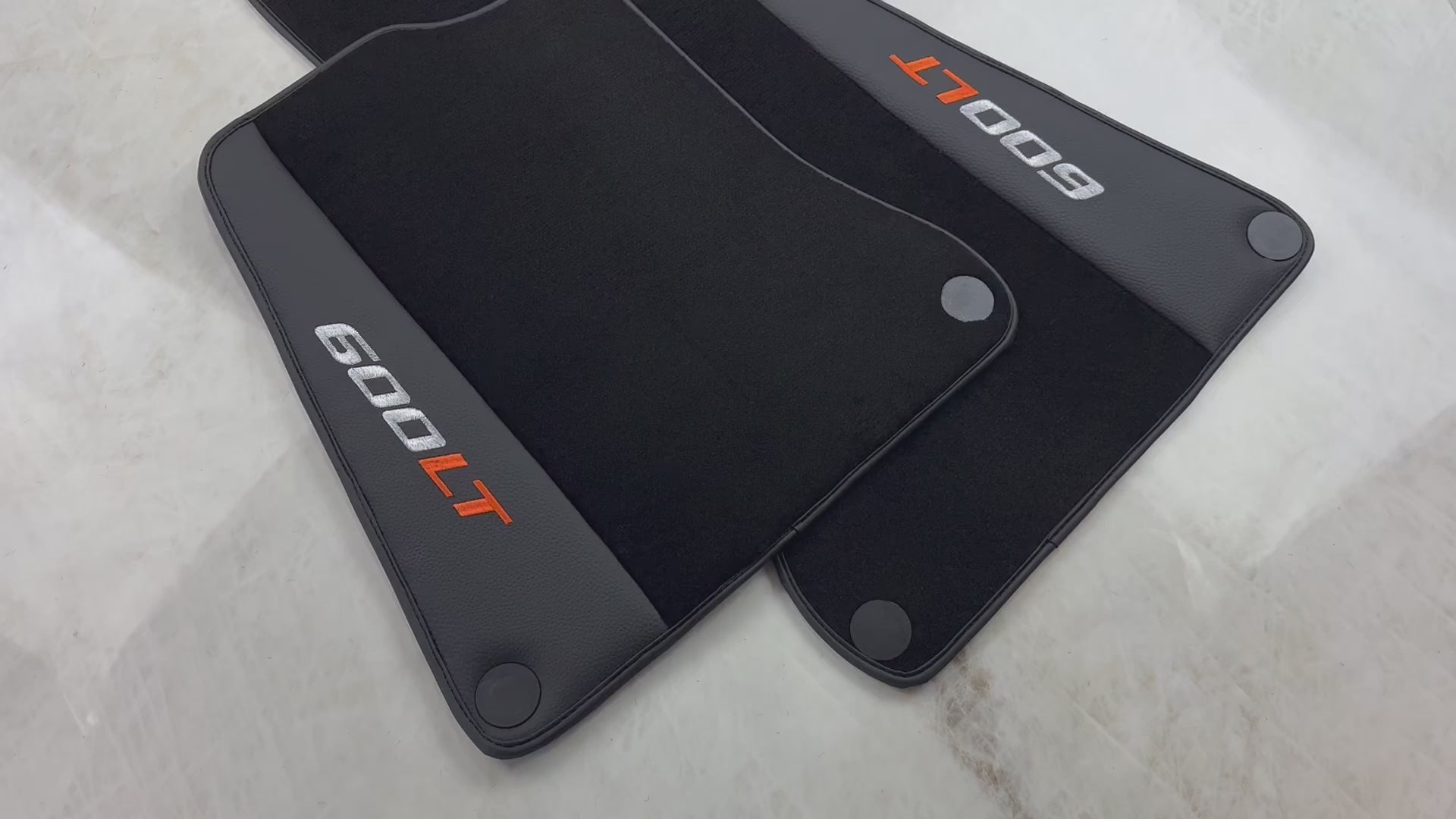 Schwarze Fußmatten für McLaren 600 LT (2018–2020) mit Leder - AutoWin