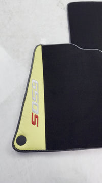 Black Floor Mats For McLaren 650S Black Tailored With Yellow Leather