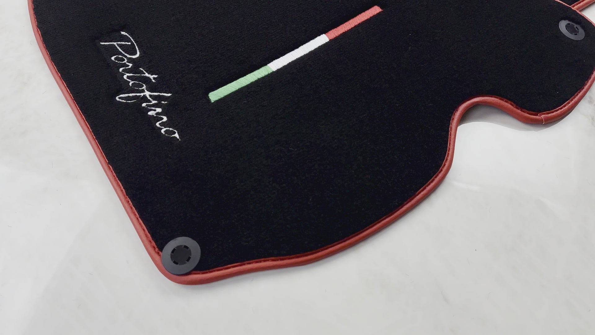Black Floor Mats for Ferrari Portofino (2018-2023) Italian Edition with Red Trim - AutoWin