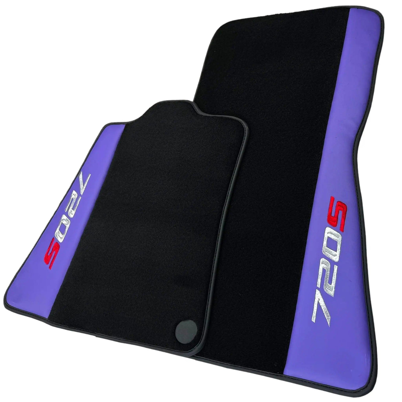 Purple Leather Black Floor Mats for McLaren 720S | Black Trim - AutoWin
