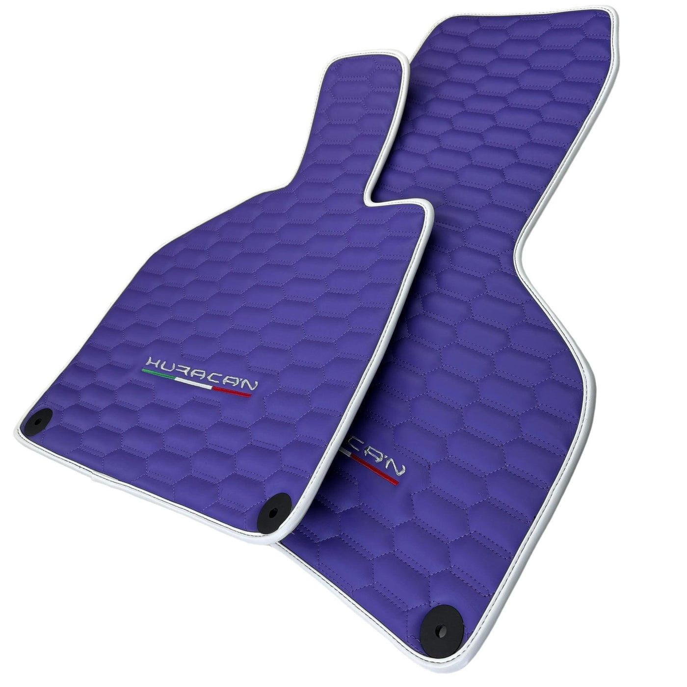 Purple Leather Floor Mats for Lamborghini Huracan with White Trim - AutoWin