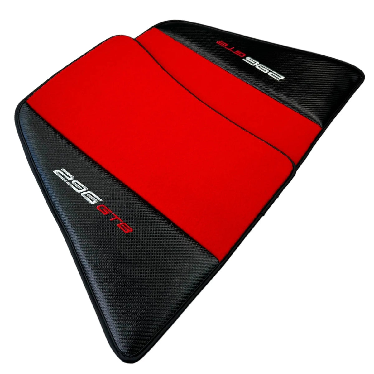 Red Floor Mats for Ferrari 296 GTB (2022-2027) with Carbon Fiber - AutoWin