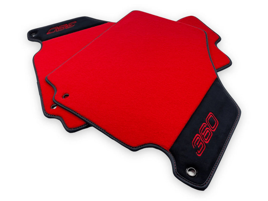Red Floor Mats For Ferrari 360 Modena 1999-2005 With Alcantara Leather - AutoWin