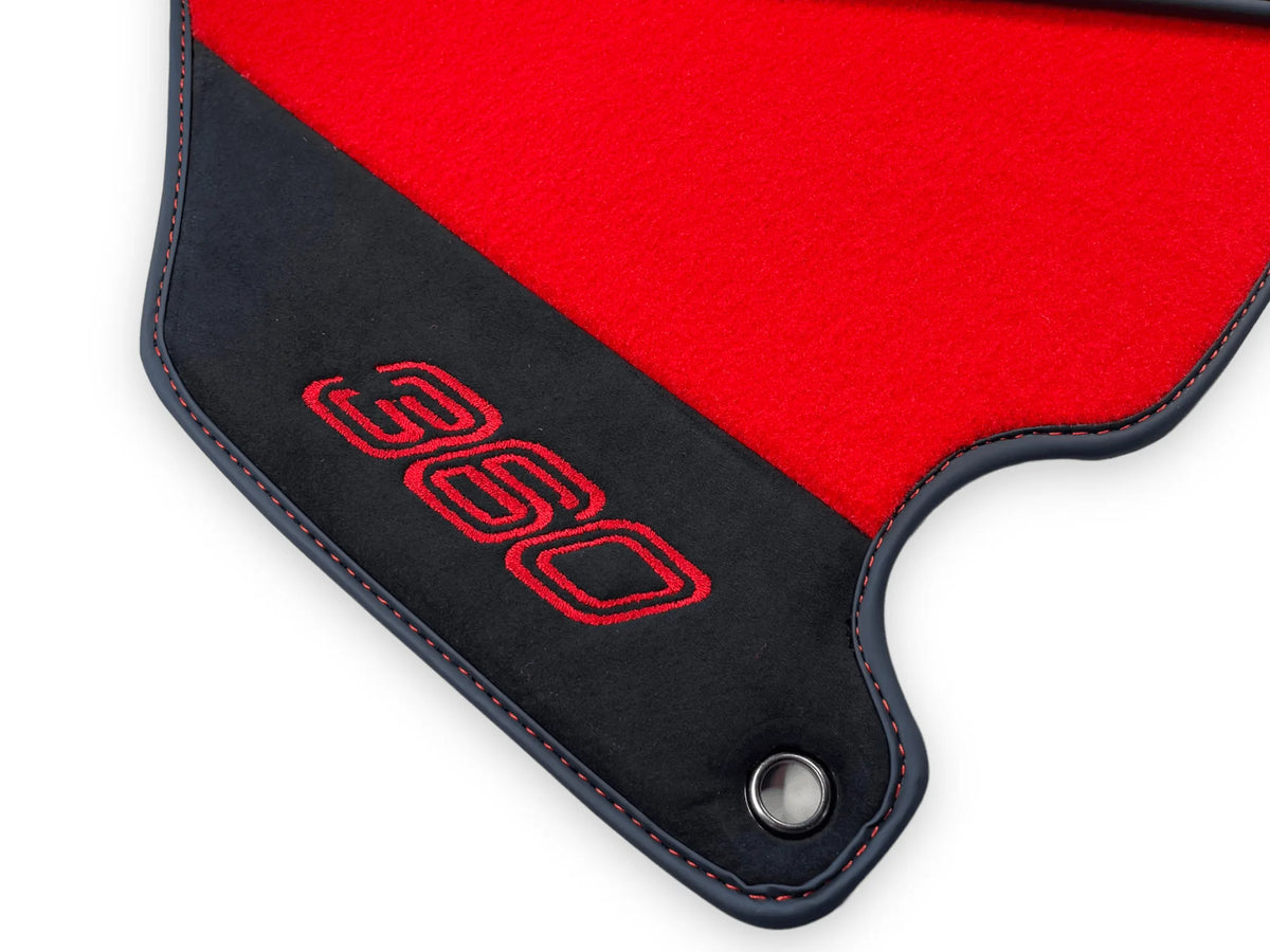 Red Floor Mats For Ferrari 360 Modena 1999-2005 With Alcantara Leather - AutoWin