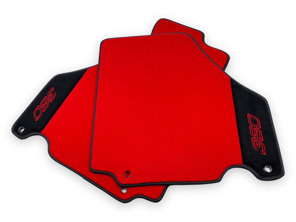 Red Floor Mats For Ferrari 360 Modena 1999-2005 With Alcantara Leather - AutoWin