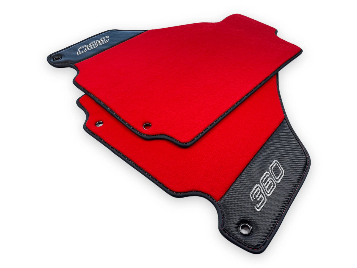 Red Floor Mats For Ferrari 360 Modena 1999-2005 With Carbon Fiber Leather - AutoWin