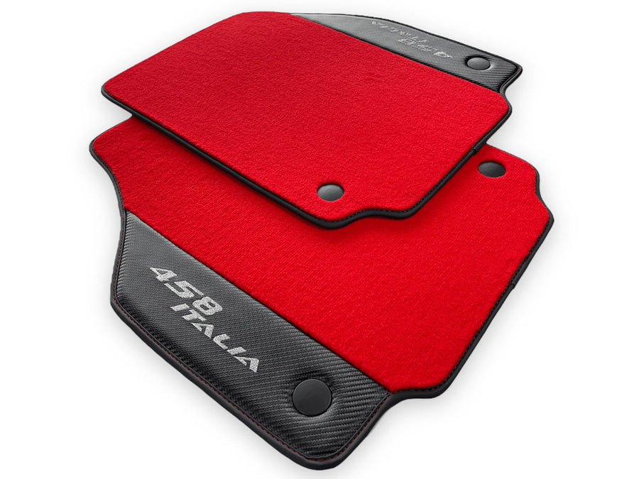 Red Floor Mats For Ferrari 458 Italia 2009-2015 With Carbon Fiber Leather - AutoWin
