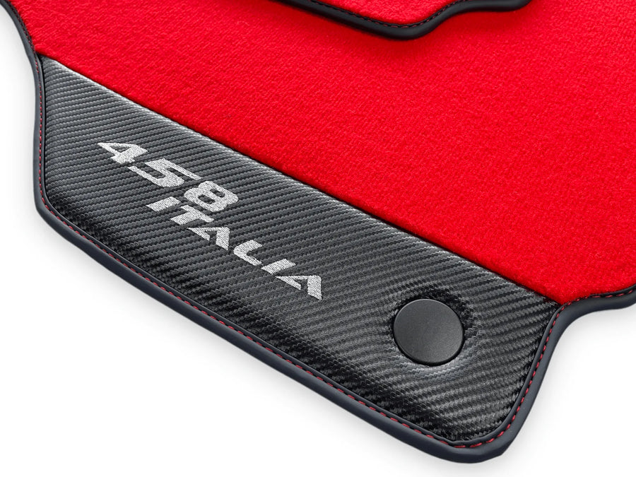 Red Floor Mats For Ferrari 458 Italia 2009-2015 With Carbon Fiber Leather - AutoWin