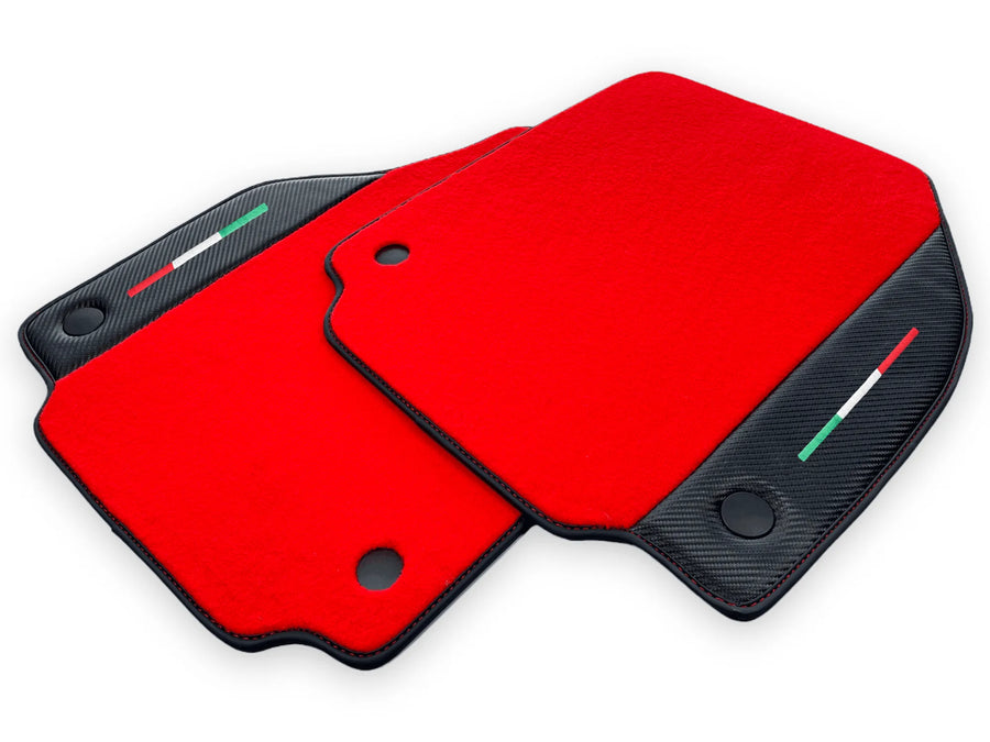 Red Floor Mats For Ferrari 488 GTB 2015-2022 Carpets With Carbon Fiber - AutoWin