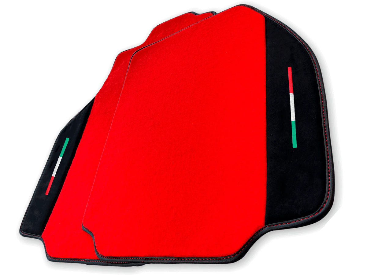Red Floor Mats For Ferrari 488 Pista Spider 2019-2021 With Alcantara Leather
