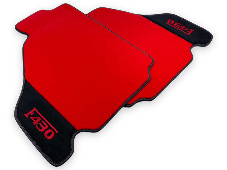 Rote Autofußmatten für Ferrari F430 2004-2009 mit Alcantara-Leder - AutoWin