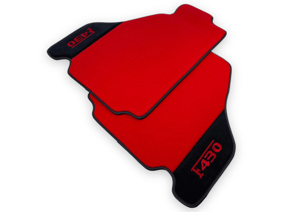 Rote Autofußmatten für Ferrari F430 2004-2009 mit Alcantara-Leder - AutoWin