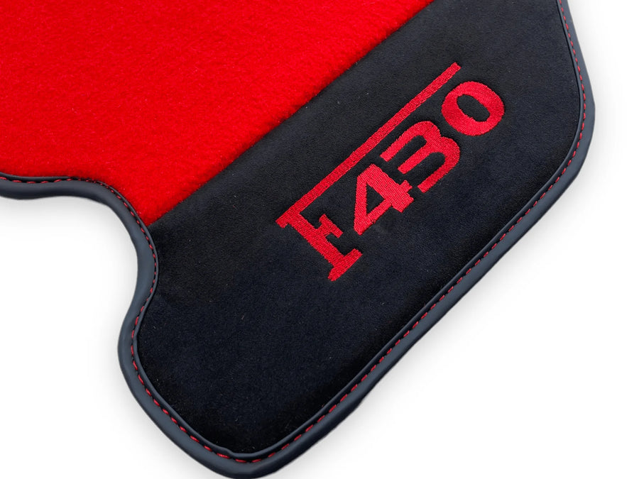 Rote Autofußmatten für Ferrari F430 2004-2009 mit Alcantara-Leder - AutoWin