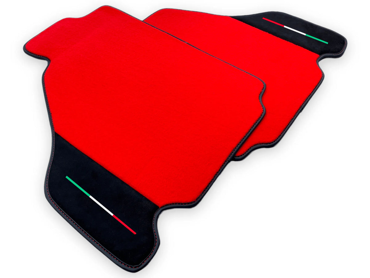 Red Floor Mats For Ferrari F430 2004-2009 With Alcantara Leather - AutoWin