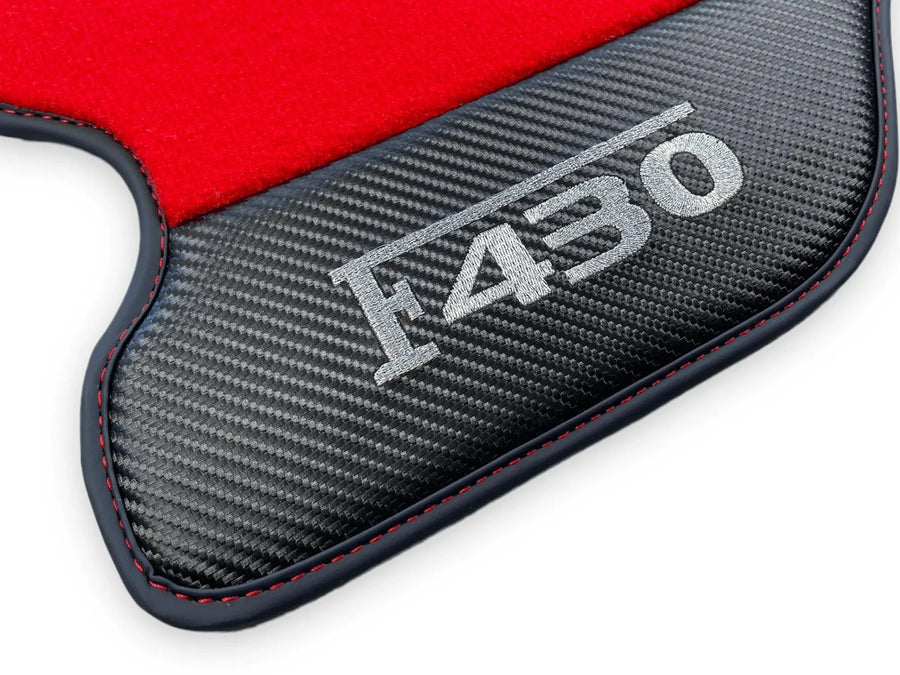 Rote Autofußmatten für Ferrari F430 2004-2009 mit Carbonfaser-Leder - AutoWin