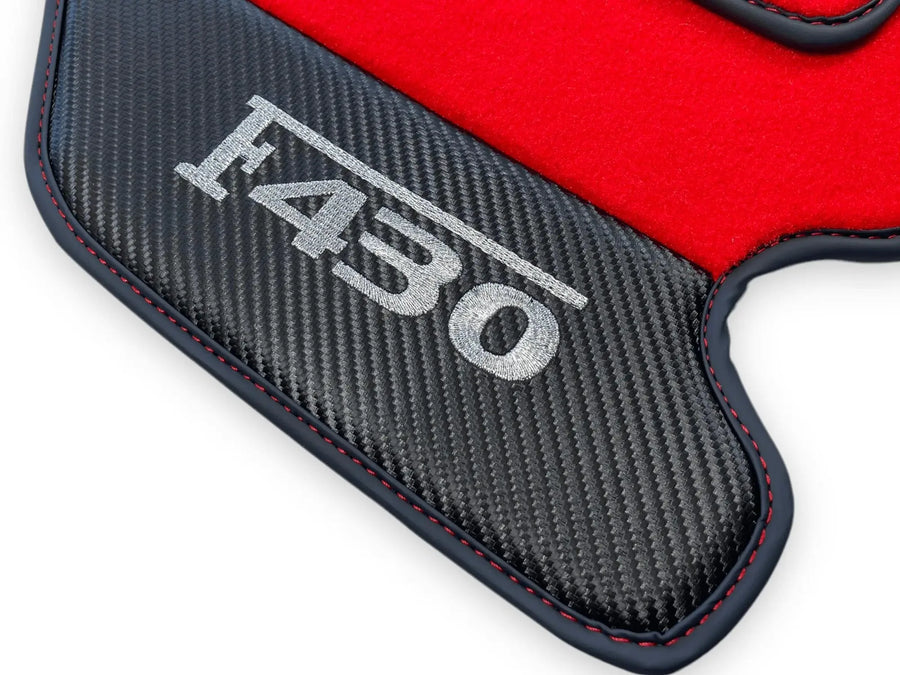 Rote Autofußmatten für Ferrari F430 2004-2009 mit Carbonfaser-Leder - AutoWin