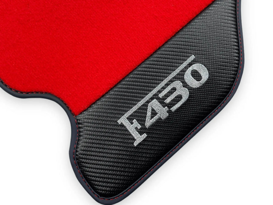 Rote Autofußmatten für Ferrari F430 2004-2009 mit Carbonfaser-Leder - AutoWin