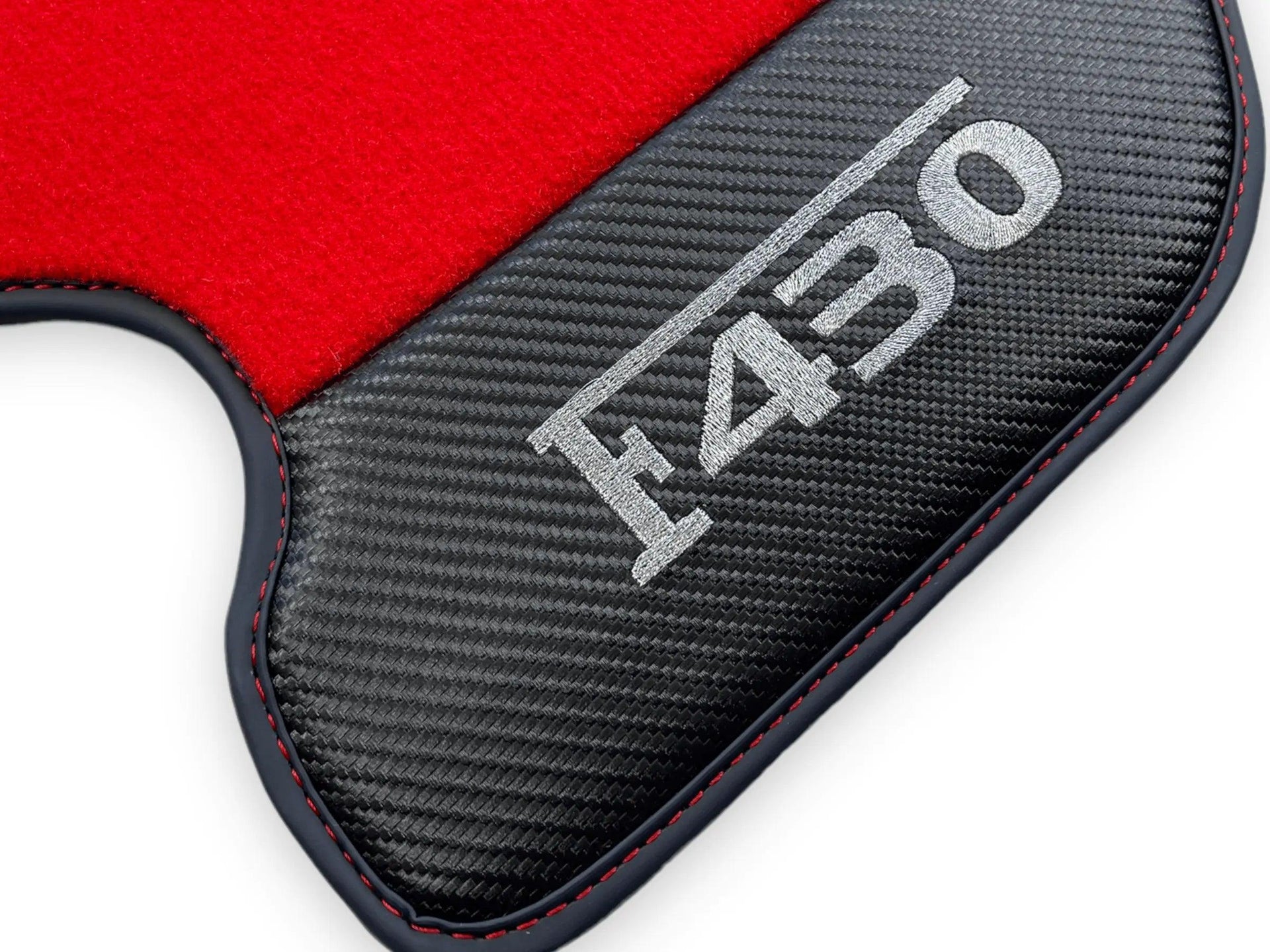 Red Floor Mats For Ferrari F430 2004-2009 With Carbon Fiber Leather - AutoWin