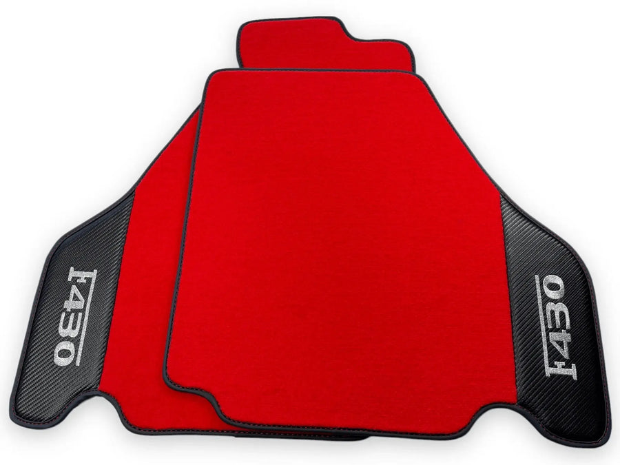 Rote Autofußmatten für Ferrari F430 2004-2009 mit Carbonfaser-Leder - AutoWin