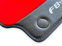 Red Floor Mats For Ferrari F8 Tributo 2019-2022 With Carbon Leather - AutoWin