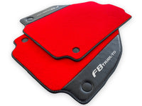 Red Floor Mats For Ferrari F8 Tributo 2019-2022 With Carbon Leather - AutoWin