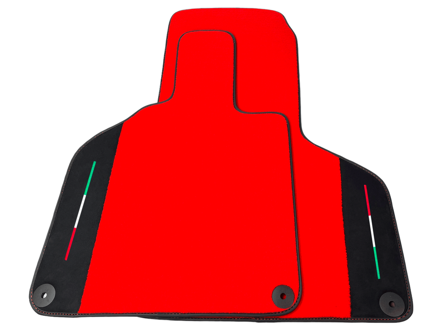 Custom Red Floor Mats for Lamborghini Huracan with Alcantara Leather