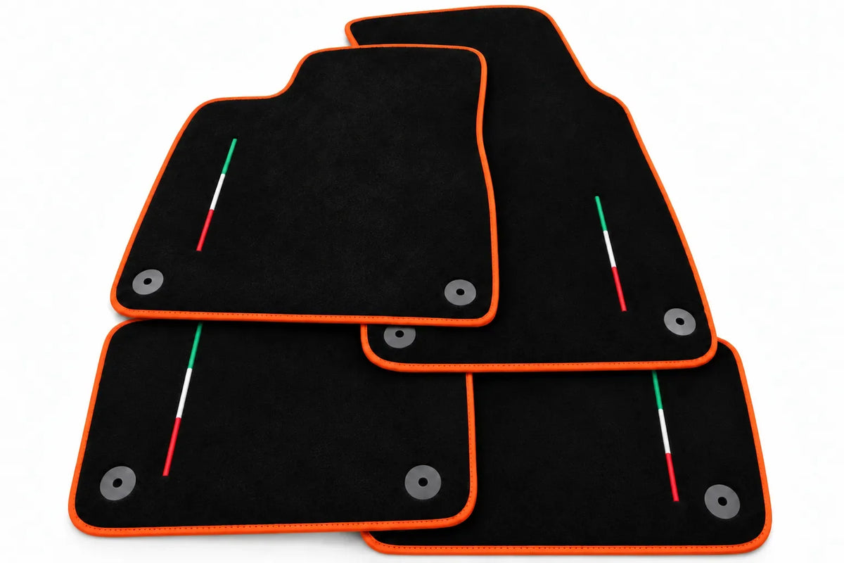 Black Floor Mats For Lamborghini Urus Tailored With Yellow Trim - Orange