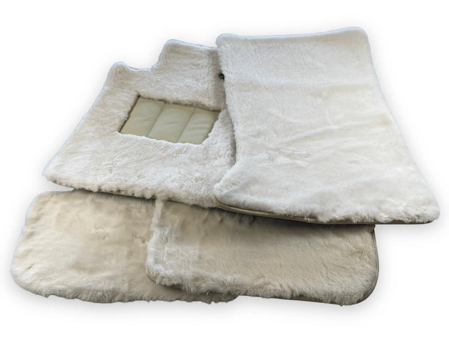 White Sheepskin Floor Mats For Bentley Bentayga Er56 Design Brand - AutoWin