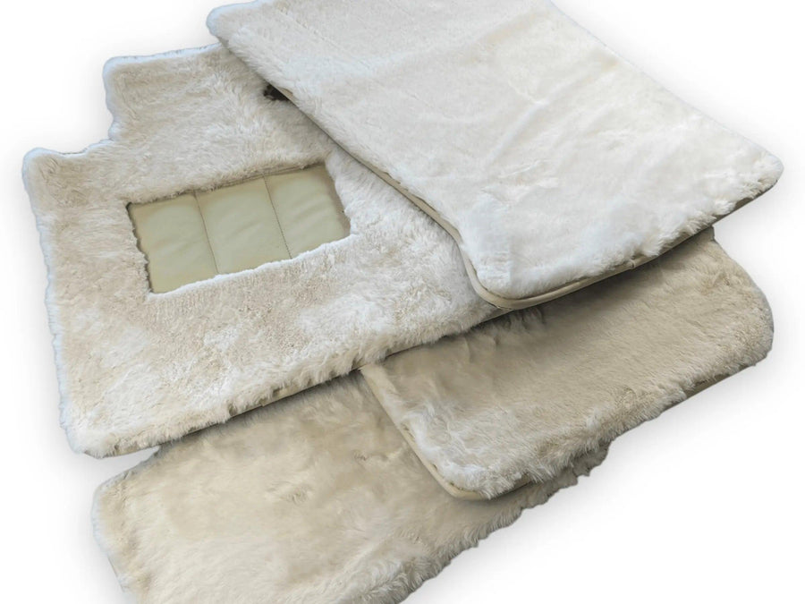 White Sheepskin Floor Mats For Bentley Bentayga Er56 Design Brand - AutoWin