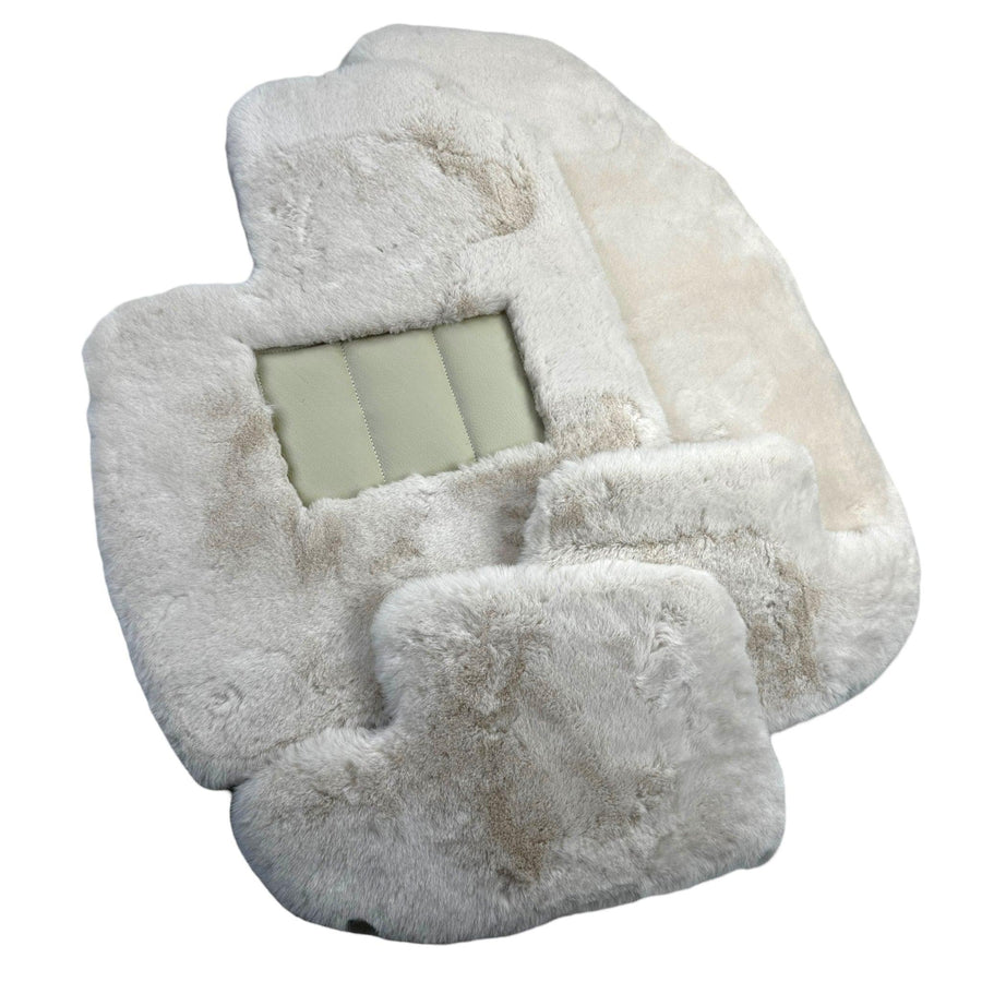 White Sheepskin Floor Mats for Bentley Continental GTC (2011-2018) ER56 Design - AutoWin