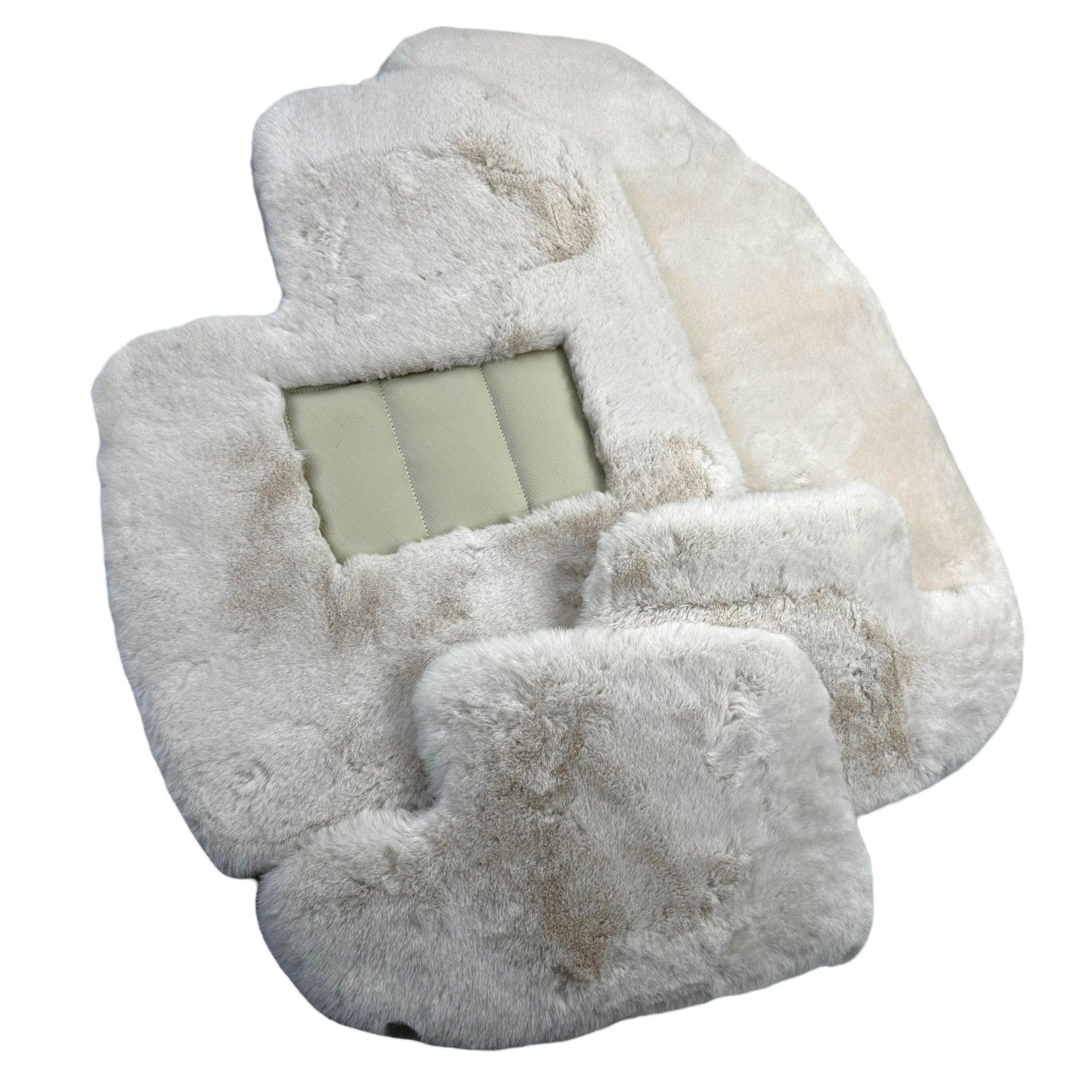 White Sheepskin Floor Mats for Bentley Continental GTC (2018-2023) ER56 Design - AutoWin