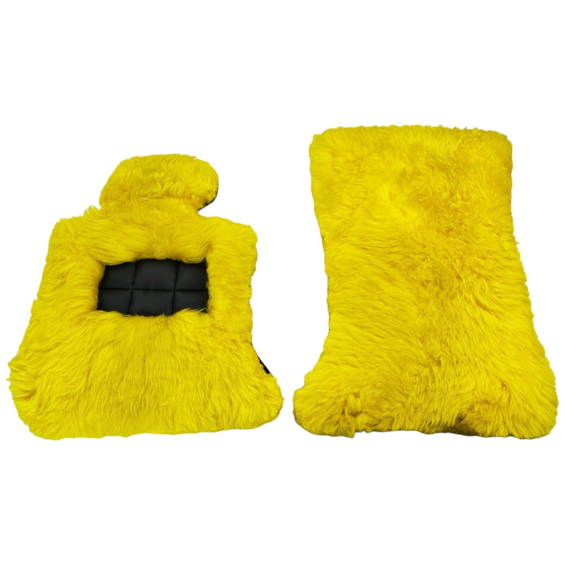 Yellow Sheepskin Floor Mats for Rolls Royce Phantom Drophead Coupe (2007-2016) ER56 Design Brand - AutoWin