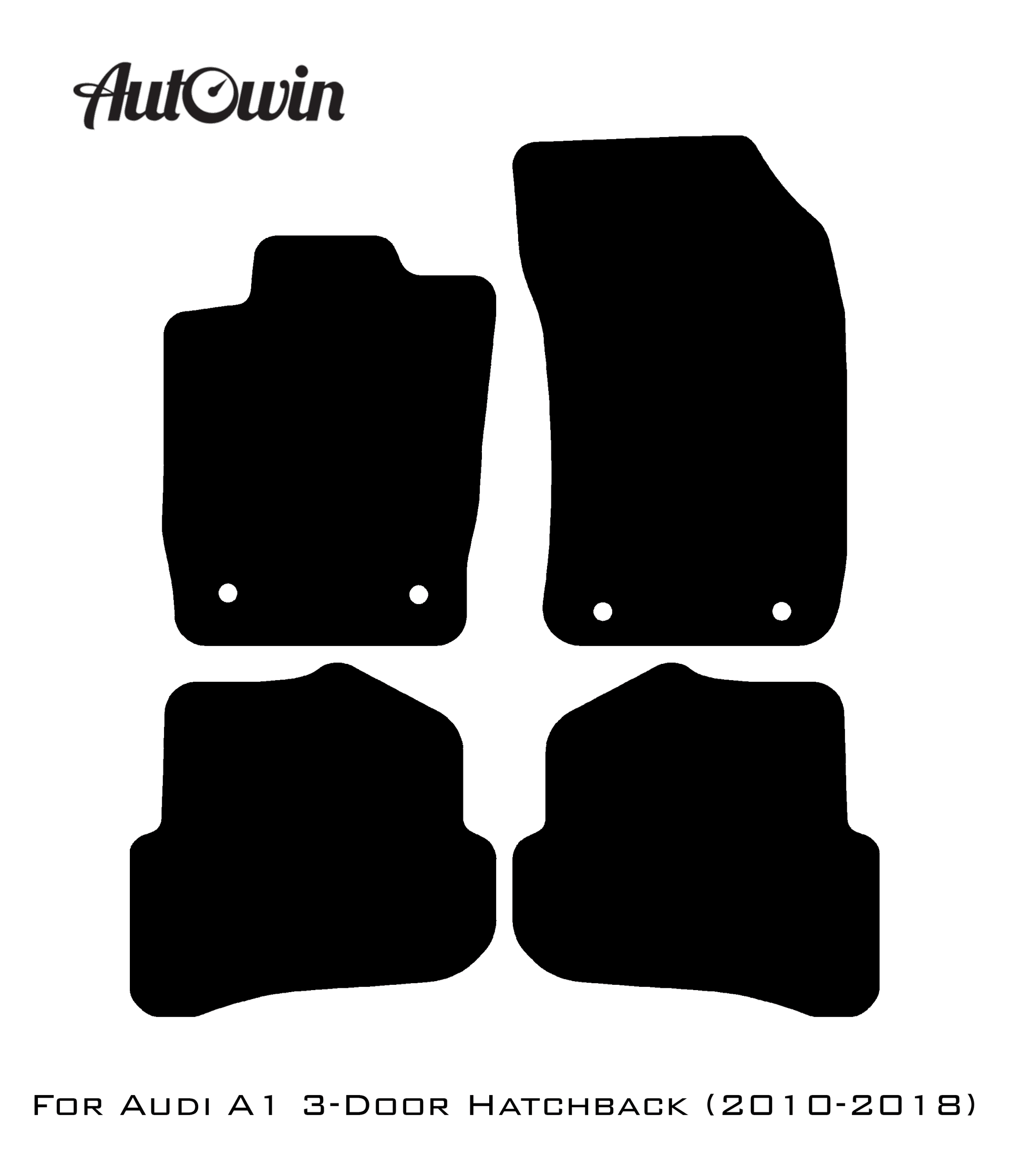 Black Floor Mats for Audi A1 3-door Hatchback 2010-2018 With Orange Alcantara | ER56 Design - AutoWin